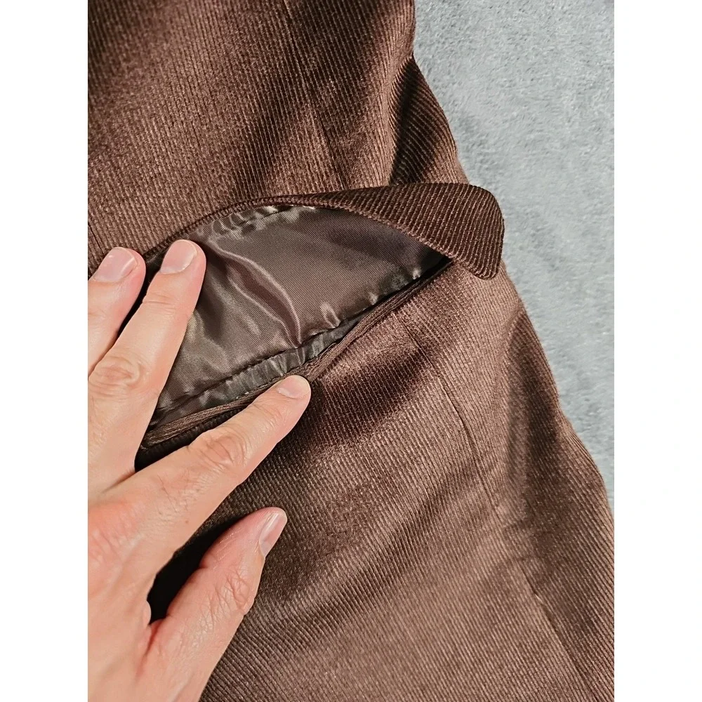 Jos A Bank Corduroy‎ Blazer Chocolate Brown Sport Coat Mens 46R 2-Button Vtg